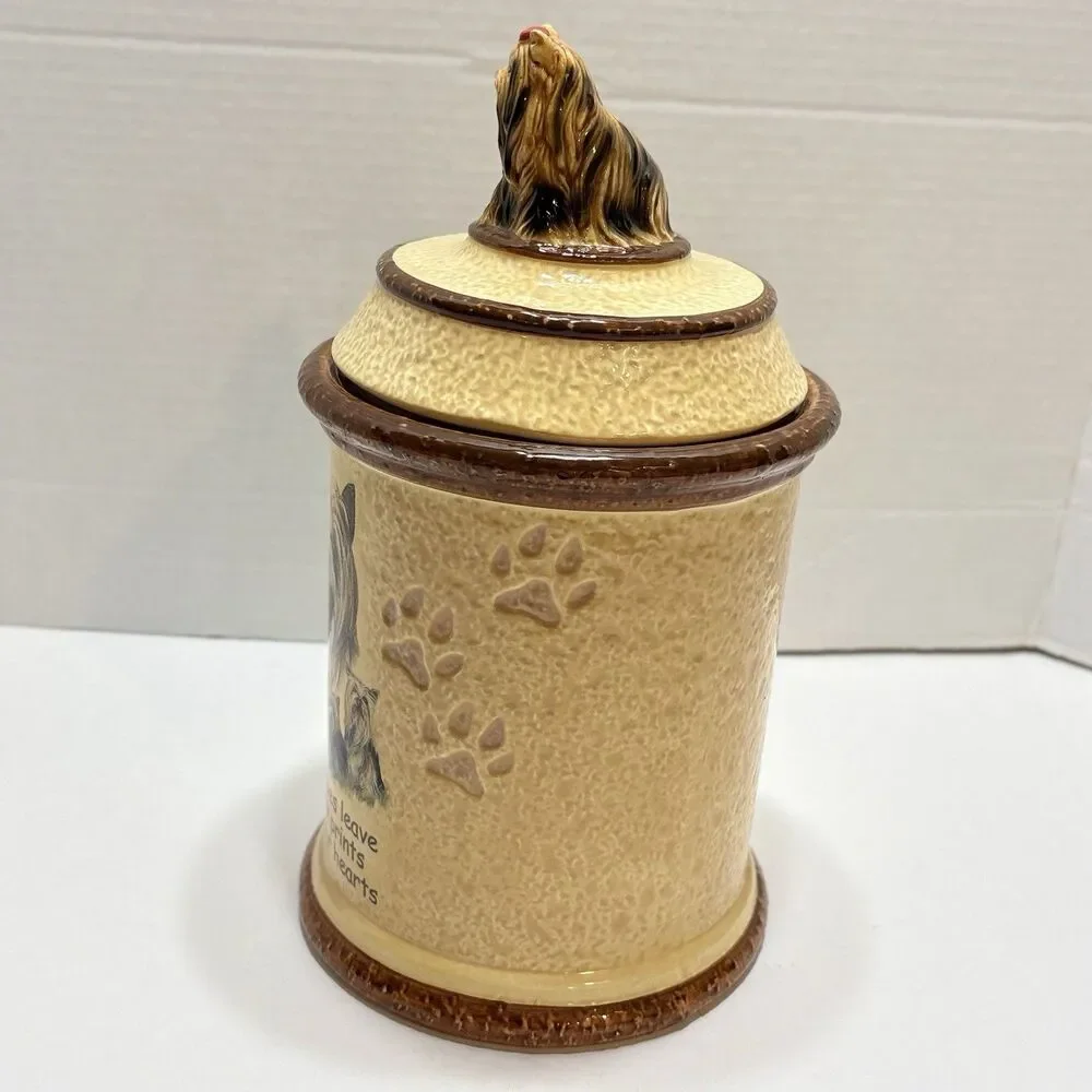 Yorkie Terrier Dog Stoneware Treat Jar Canister Tail Waggin Bradford Exchange 07